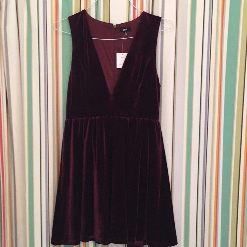 Urban Outfitters velveteen bordeaux wine dress